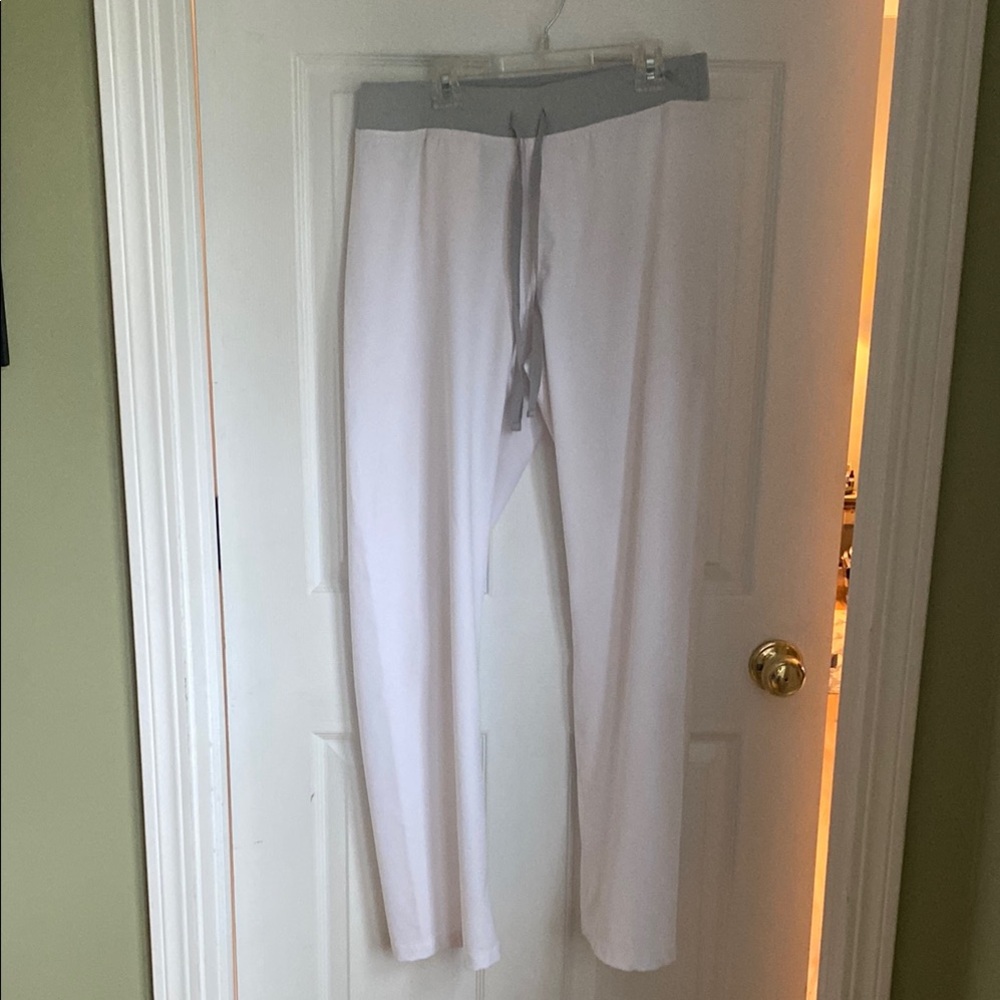 White and Gray FIGS Technical Scrub Pant
 Size Medium